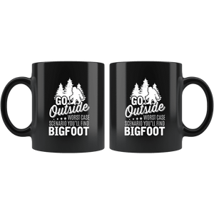 RobustCreative-Bigfoot Go Outside Worst Case Scenario Hide and Seek - 11oz Black Mug Science Fiction Lover Gift Idea