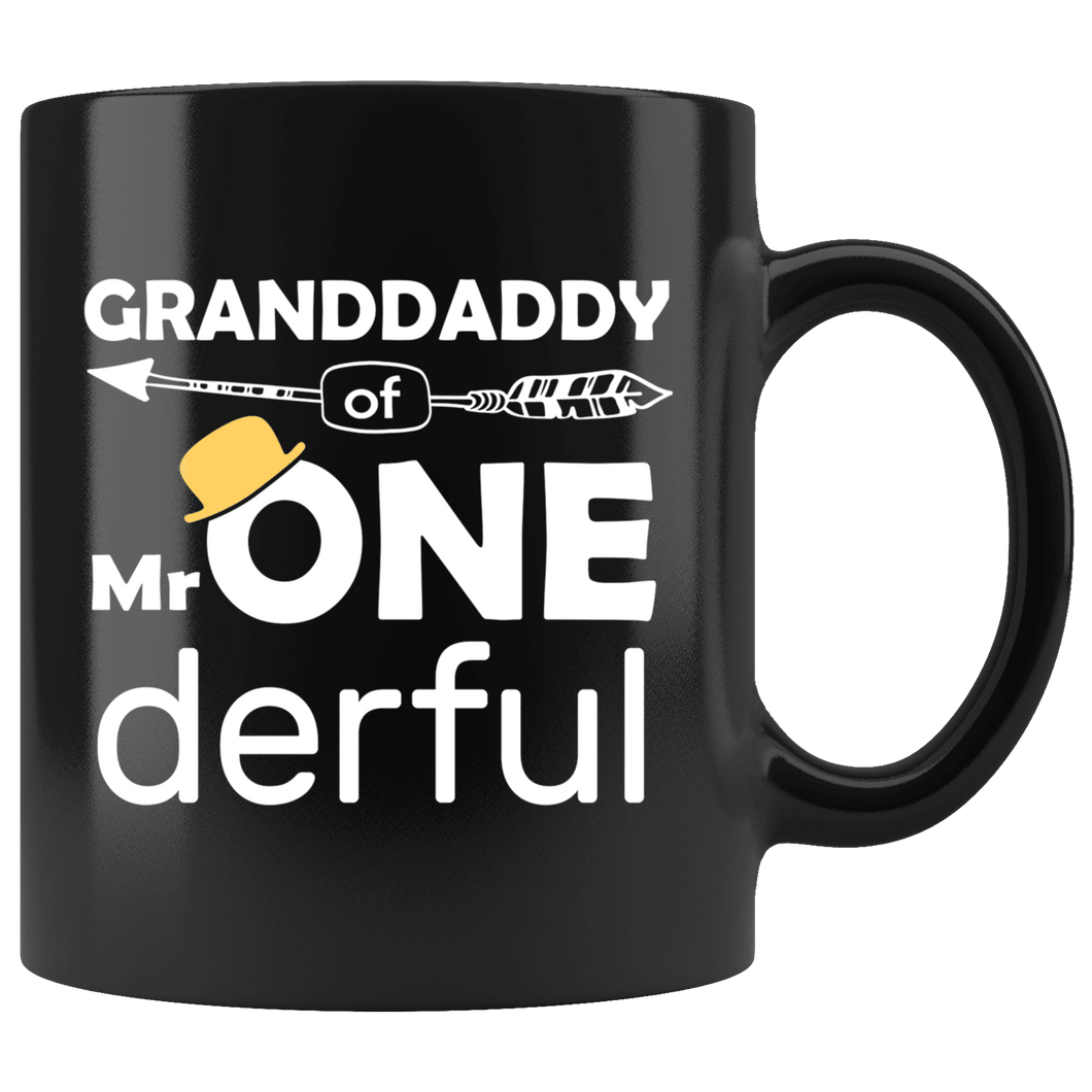 RobustCreative-Granddaddy of Mr Onederful  1st Birthday Baby Boy Outfit Black 11oz Mug Gift Idea
