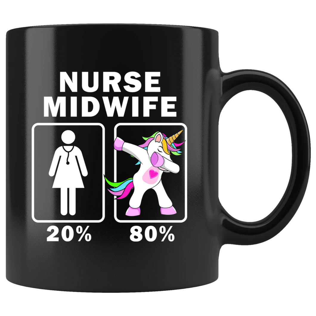 RobustCreative-Nurse Midwife Dabbing Unicorn 20 80 Principle Superhero Girl Womens - 11oz Black Mug Medical Personnel Gift Idea