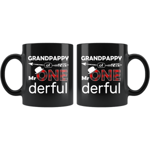 RobustCreative-Grandpappy of Mr Onederful  1st Birthday Buffalo Plaid Black 11oz Mug Gift Idea
