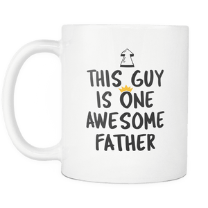RobustCreative-One Awesome Father - Birthday Gift 11oz Funny White Coffee Mug - Fathers Day B-Day Party - Women Men Friends Gift - Both Sides Printed (Distressed)