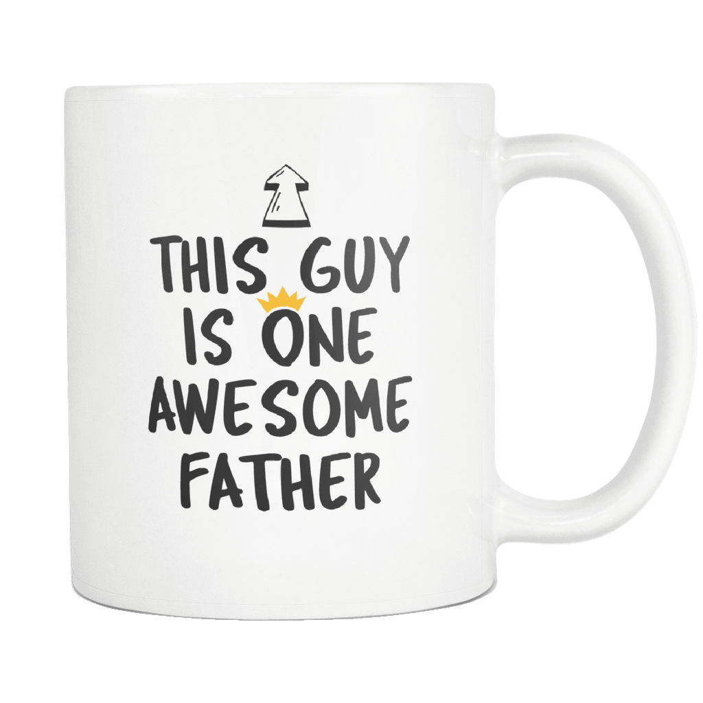 RobustCreative-One Awesome Father - Birthday Gift 11oz Funny White Coffee Mug - Fathers Day B-Day Party - Women Men Friends Gift - Both Sides Printed (Distressed)