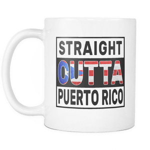 RobustCreative-Straight Outta Puerto Rico - Puerto Rican Flag 11oz Funny White Coffee Mug - Independence Day Family Heritage - Women Men Friends Gift - Both Sides Printed (Distressed)