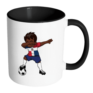 RobustCreative-Dabbing Soccer Boy Dominican Republic Gifts National Soccer Tournament Game 11oz Black & White Coffee Mug ~ Both Sides Printed