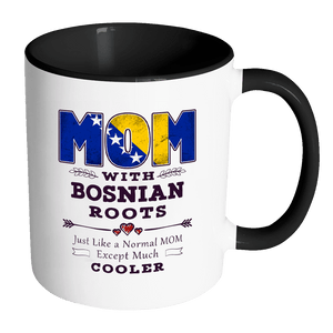 RobustCreative-Best Mom Ever with Bosnian Roots - Bosnia Flag 11oz Funny Black & White Coffee Mug - Mothers Day Independence Day - Women Men Friends Gift - Both Sides Printed (Distressed)