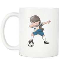 Load image into Gallery viewer, RobustCreative-Scottish Dabbing Soccer Girl - Soccer Pride - Scotland Flag Gift Scotland Football Gift - 11oz White Funny Coffee Mug Women Men Friends Gift ~ Both Sides Printed
