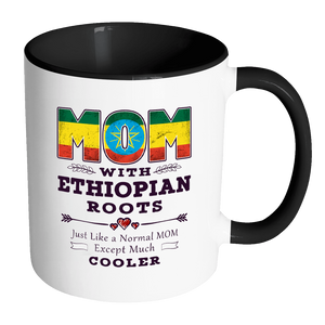 RobustCreative-Best Mom Ever with Ethiopian Roots - Ethiopia Flag 11oz Funny Black & White Coffee Mug - Mothers Day Independence Day - Women Men Friends Gift - Both Sides Printed (Distressed)