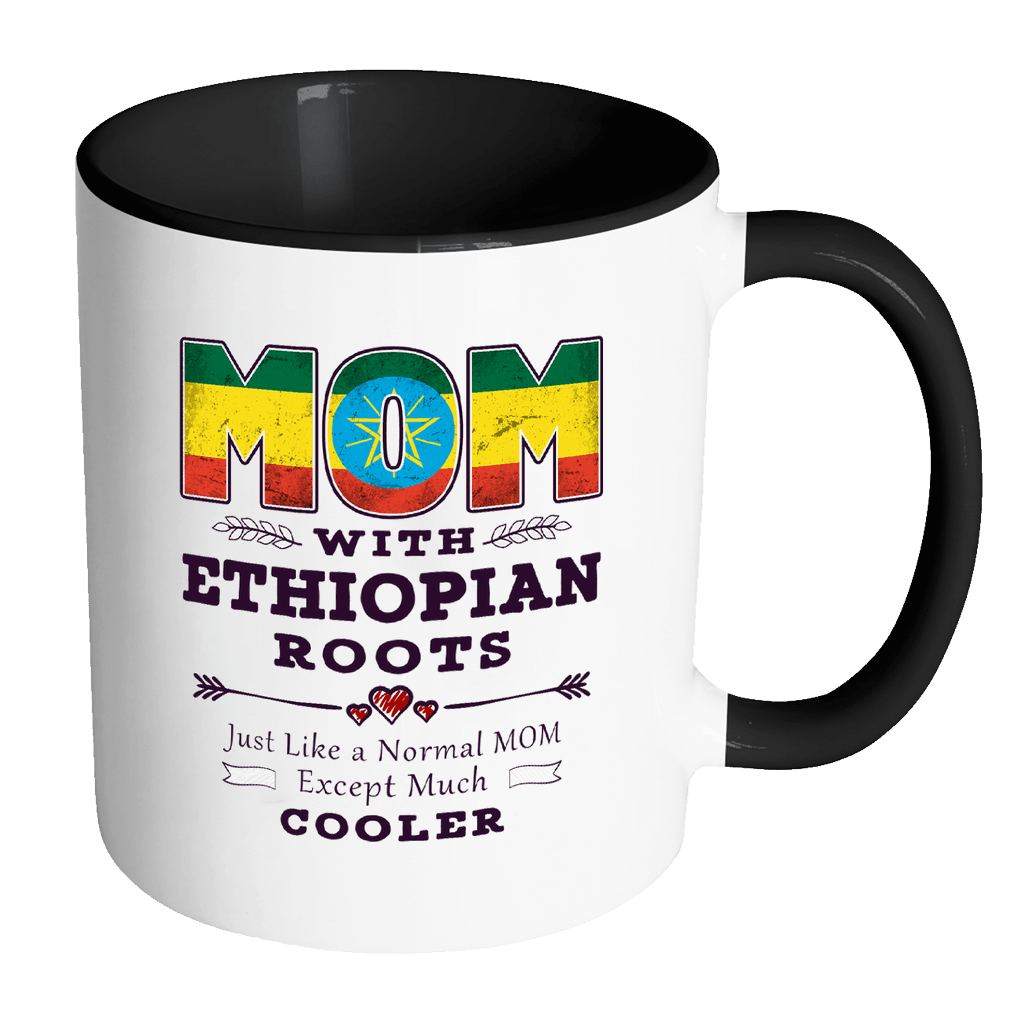 RobustCreative-Best Mom Ever with Ethiopian Roots - Ethiopia Flag 11oz Funny Black & White Coffee Mug - Mothers Day Independence Day - Women Men Friends Gift - Both Sides Printed (Distressed)