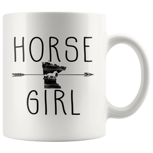 RobustCreative-Minnesota Horse Girl Gifts Minnesotan Shape Country for women - 11oz White Mug Riding Lover Gift Idea