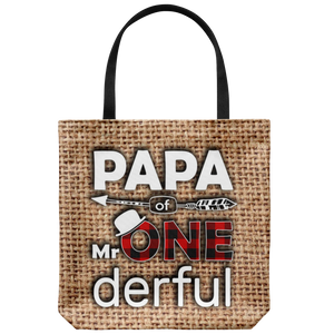 RobustCreative-Papa of Mr Onederful  1st Birthday Boy Buffalo Plaid Tote Bag Gift Idea