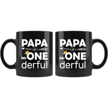 Load image into Gallery viewer, RobustCreative-Papa of Mr Onederful Crown 1st Birthday Baby Boy Outfit Black 11oz Mug Gift Idea
