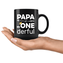 Load image into Gallery viewer, RobustCreative-Papa of Mr Onederful Crown 1st Birthday Baby Boy Outfit Black 11oz Mug Gift Idea
