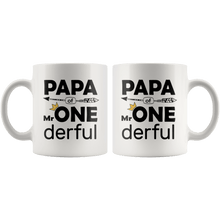 Load image into Gallery viewer, RobustCreative-Papa of Mr Onederful Crown 1st Birthday Baby Boy Outfit White 11oz Mug Gift Idea
