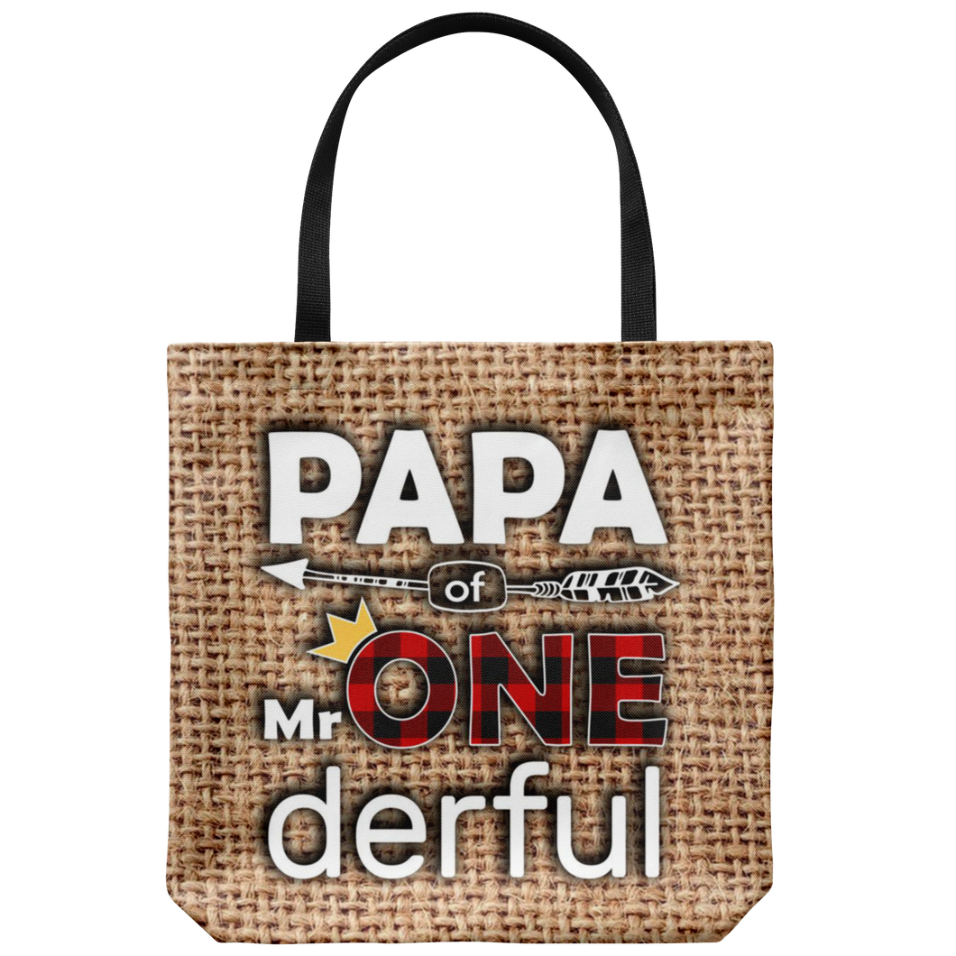 RobustCreative-Papa of Mr Onederful Crown 1st Birthday Boy Buffalo Plaid Tote Bag Gift Idea