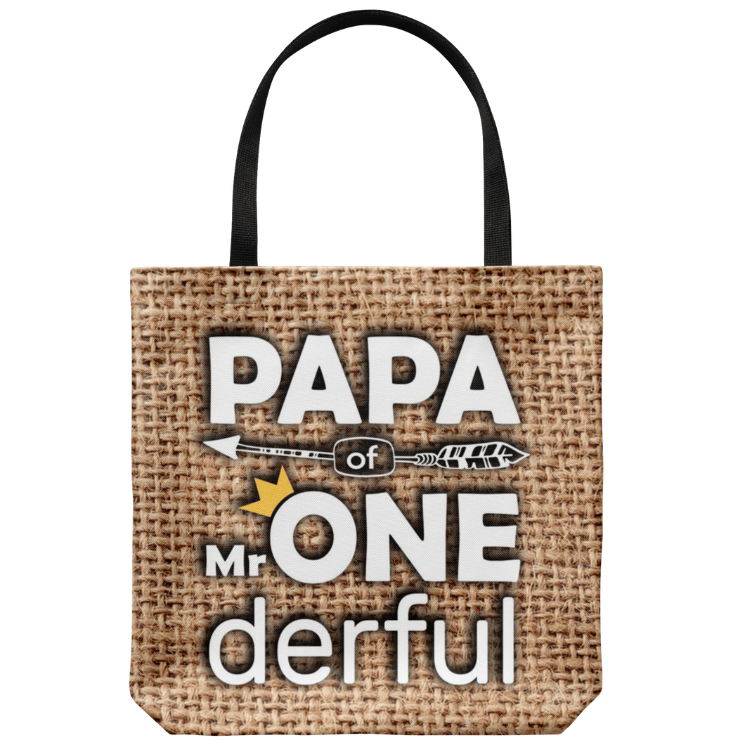 RobustCreative-Papa of Mr Onederful Crown 1st Birthday Boy Im One Outfit Tote Bag Gift Idea