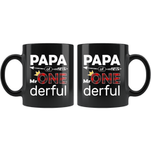 Load image into Gallery viewer, RobustCreative-Papa of Mr Onederful Crown 1st Birthday Buffalo Plaid Black 11oz Mug Gift Idea
