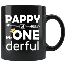 Load image into Gallery viewer, RobustCreative-Pappy of Mr Onederful Crown 1st Birthday Baby Boy Outfit Black 11oz Mug Gift Idea
