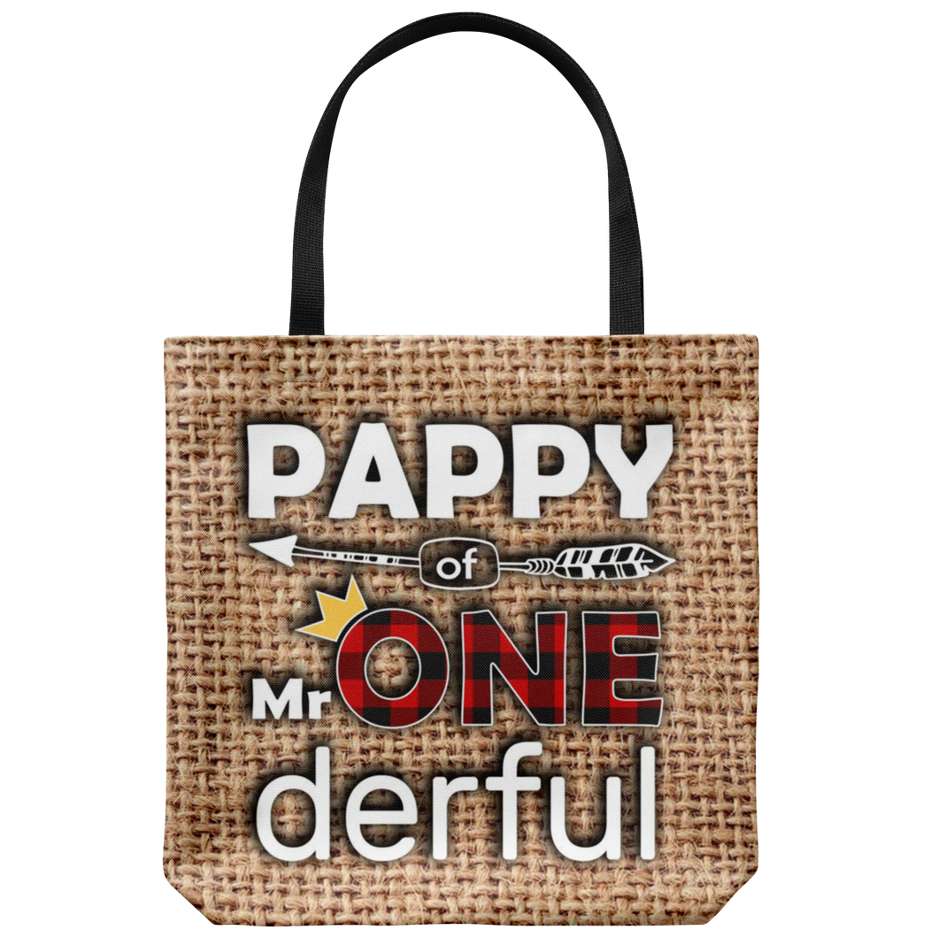 RobustCreative-Pappy of Mr Onederful Crown 1st Birthday Boy Buffalo Plaid Tote Bag Gift Idea