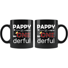Load image into Gallery viewer, RobustCreative-Pappy of Mr Onederful Crown 1st Birthday Buffalo Plaid Black 11oz Mug Gift Idea

