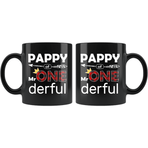 RobustCreative-Pappy of Mr Onederful Crown 1st Birthday Buffalo Plaid Black 11oz Mug Gift Idea