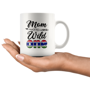 RobustCreative-Gambian Mom of the Wild One Birthday Gambia Flag White 11oz Mug Gift Idea