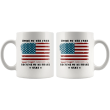 Load image into Gallery viewer, RobustCreative-Home of the Free Mama Military Family American Flag - Military Family 11oz White Mug Retired or Deployed support troops Gift Idea - Both Sides Printed

