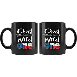 RobustCreative-Czech Dad of the Wild One Birthday Czech Republic Flag Black 11oz Mug Gift Idea