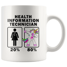 Load image into Gallery viewer, RobustCreative-Health Information Technician Dabbing Unicorn 20 80 Principle Superhero Girl Womens - 11oz White Mug Medical Personnel Gift Idea
