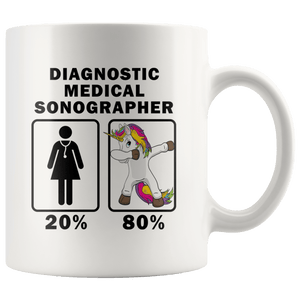 RobustCreative-Diagnostic Medical Sonographer Dabbing Unicorn 80 20 Principle Superhero Girl Womens - 11oz White Mug Medical Personnel Gift Idea