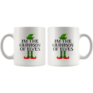 RobustCreative-Im The Grandson of Elves Family Matching Elf Outfits PJ - 11oz White Mug Christmas group green pjs costume Gift Idea