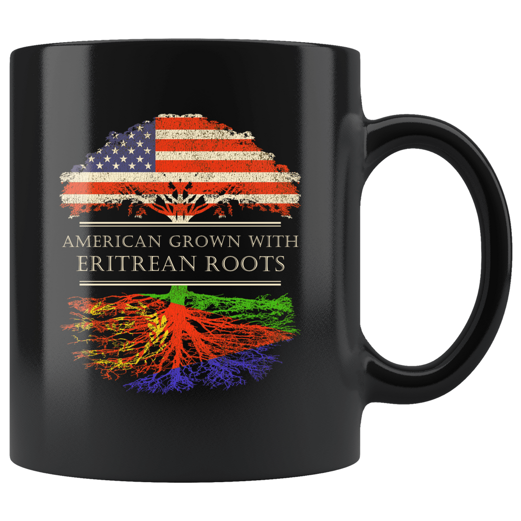 RobustCreative-Eritrean Roots American Grown Fathers Day Gift - Eritrean Pride 11oz Funny Black Coffee Mug - Real Eritrea Hero Flag Papa National Heritage - Friends Gift - Both Sides Printed