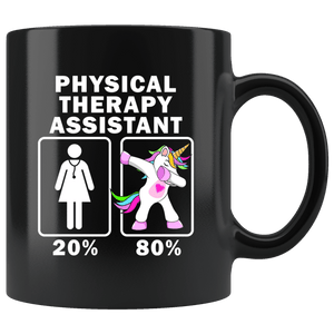 RobustCreative-Physical Therapy Assistant Dabbing Unicorn 20 80 Principle Superhero Girl Womens - 11oz Black Mug Medical Personnel Gift Idea