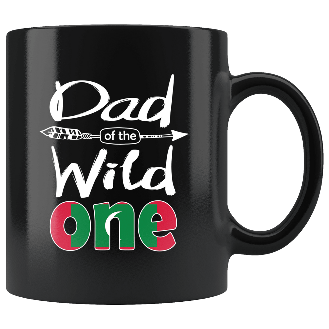 RobustCreative-Maldivian Dad of the Wild One Birthday Maldives Flag Black 11oz Mug Gift Idea