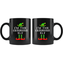 Load image into Gallery viewer, RobustCreative-Im The Grandmama Elf Matching Family Christmas - 11oz Black Mug Christmas group green pjs costume Gift Idea
