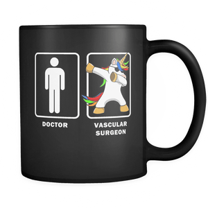 RobustCreative-Vascular Surgeon VS Doctor Dabbing Unicorn - Legendary Healthcare 11oz Funny Black Coffee Mug - Medical Graduation Degree - Friends Gift - Both Sides Printed