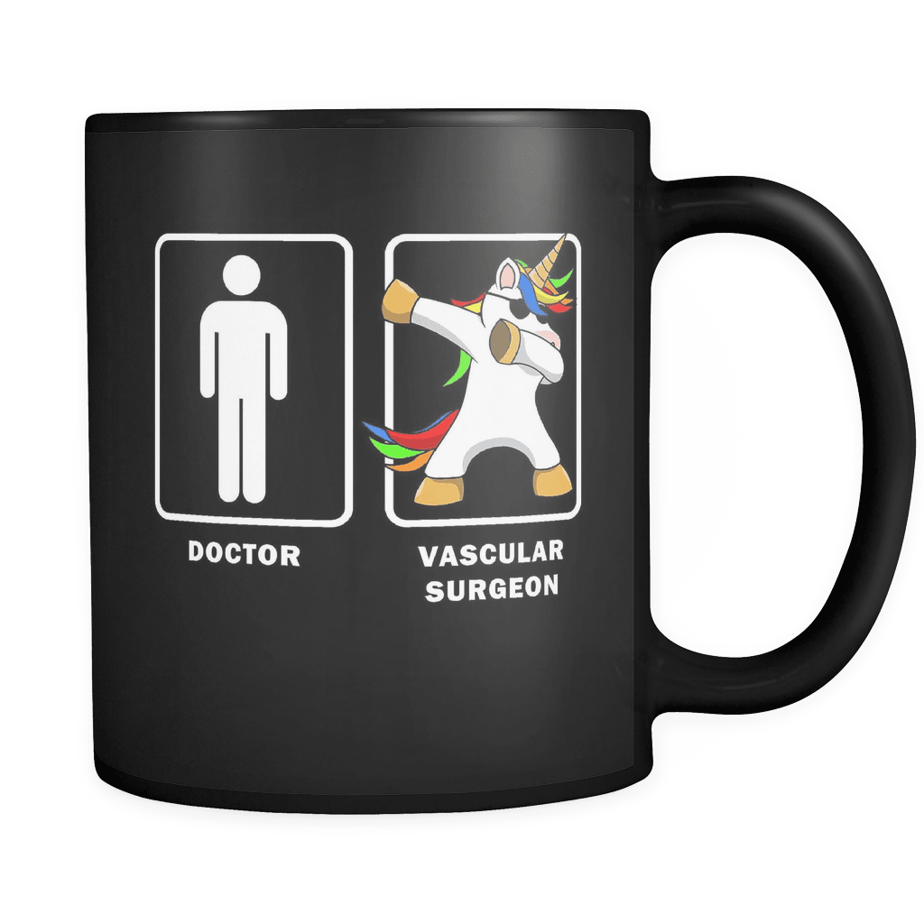RobustCreative-Vascular Surgeon VS Doctor Dabbing Unicorn - Legendary Healthcare 11oz Funny Black Coffee Mug - Medical Graduation Degree - Friends Gift - Both Sides Printed
