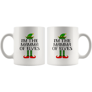 RobustCreative-Im The Mamma of Elves Family Matching Elf Outfits PJ - 11oz White Mug Christmas group green pjs costume Gift Idea