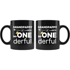 RobustCreative-Grandpappy of Mr Onederful Crown 1st Birthday Baby Boy Outfit Black 11oz Mug Gift Idea