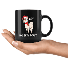 Load image into Gallery viewer, RobustCreative-Llama Dabbing Santa Hipster Glasses Sexy Beast Alpaca Lover Santas Hat - 11oz Black Mug Christmas gift idea Gift Idea
