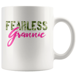 RobustCreative-Fearless Grannie Camo Hard Charger Veterans Day - Military Family 11oz White Mug Retired or Deployed support troops Gift Idea - Both Sides Printed