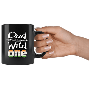 RobustCreative-Indian Dad of the Wild One Birthday India Flag Black 11oz Mug Gift Idea