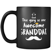 Load image into Gallery viewer, RobustCreative-One Awesome Granddad Mustache - Birthday Gift 11oz Funny Black Coffee Mug - Fathers Day B-Day Party - Women Men Friends Gift - Both Sides Printed (Distressed)
