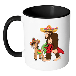 RobustCreative-Bigfoot Sasquatch Donkey Chili Pepper - Cinco De Mayo Mexican Fiesta - No Siesta Mexico Party - 11oz Black & White Funny Coffee Mug Women Men Friends Gift ~ Both Sides Printed