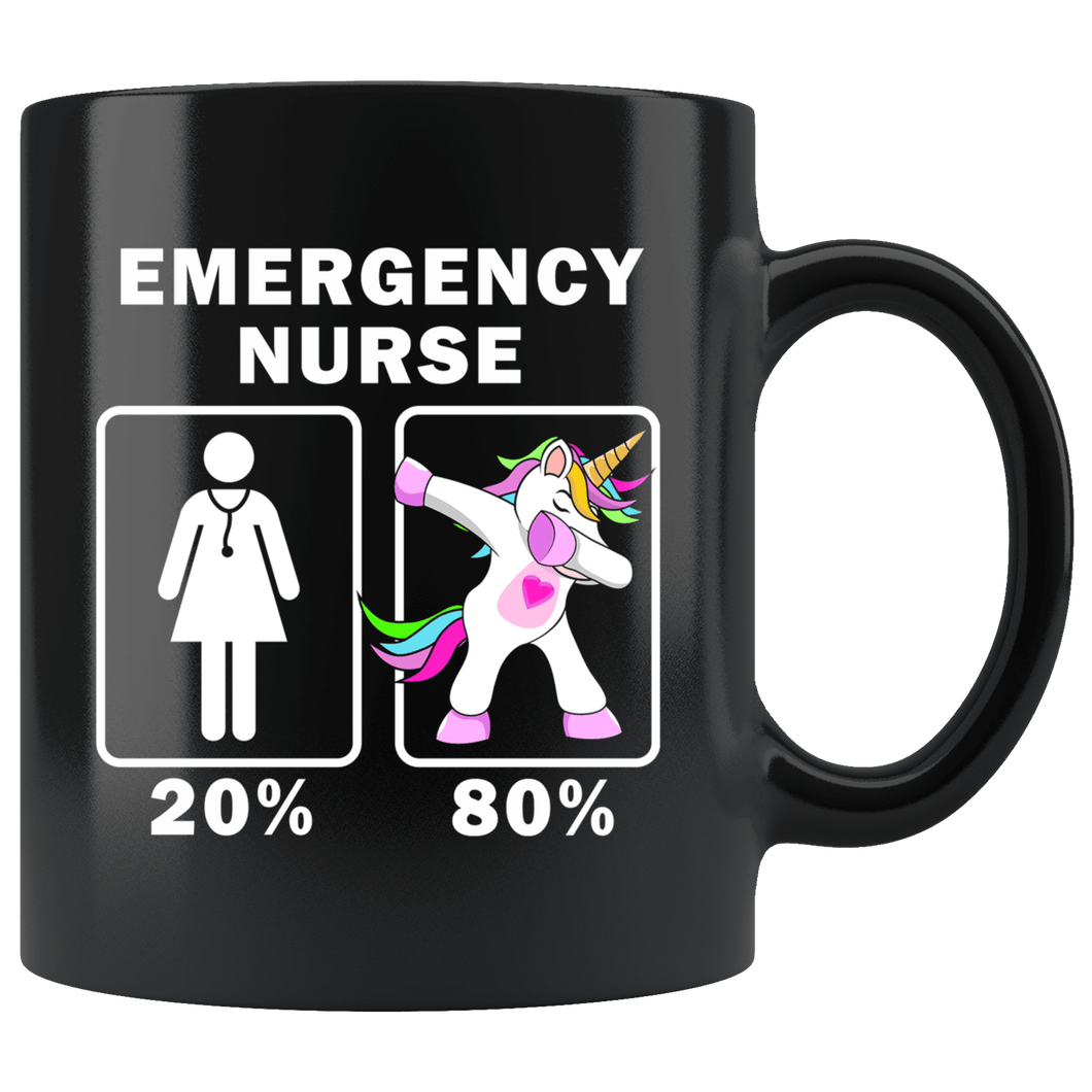 RobustCreative-Emergency Nurse Dabbing Unicorn 20 80 Principle Superhero Girl Womens - 11oz Black Mug Medical Personnel Gift Idea