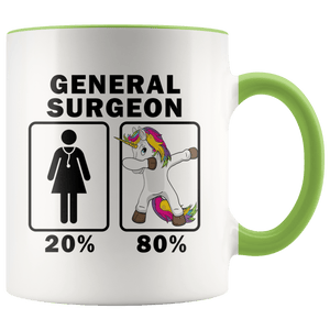 RobustCreative-General Surgeon Dabbing Unicorn 80 20 Principle Superhero Girl Womens - 11oz Accent Mug Medical Personnel Gift Idea