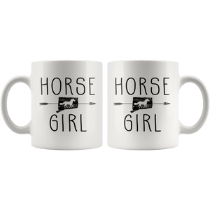 RobustCreative-Connecticut Horse Girl Gifts Connecticuter Shape Country for women - 11oz White Mug Riding Lover Gift Idea