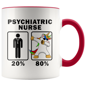 RobustCreative-Psychiatric Nurse Dabbing Unicorn 80 20 Principle Graduation Gift Mens - 11oz Accent Mug Medical Personnel Gift Idea