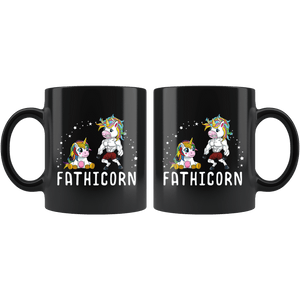 RobustCreative-Fathicorn Unicorn Dad And Baby Fathers Day Awesome Superhero Black 11oz Mug Gift Idea
