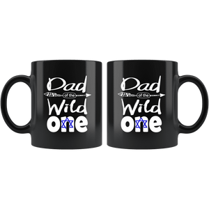 RobustCreative-Israeli Dad of the Wild One Birthday Israel Flag Black 11oz Mug Gift Idea