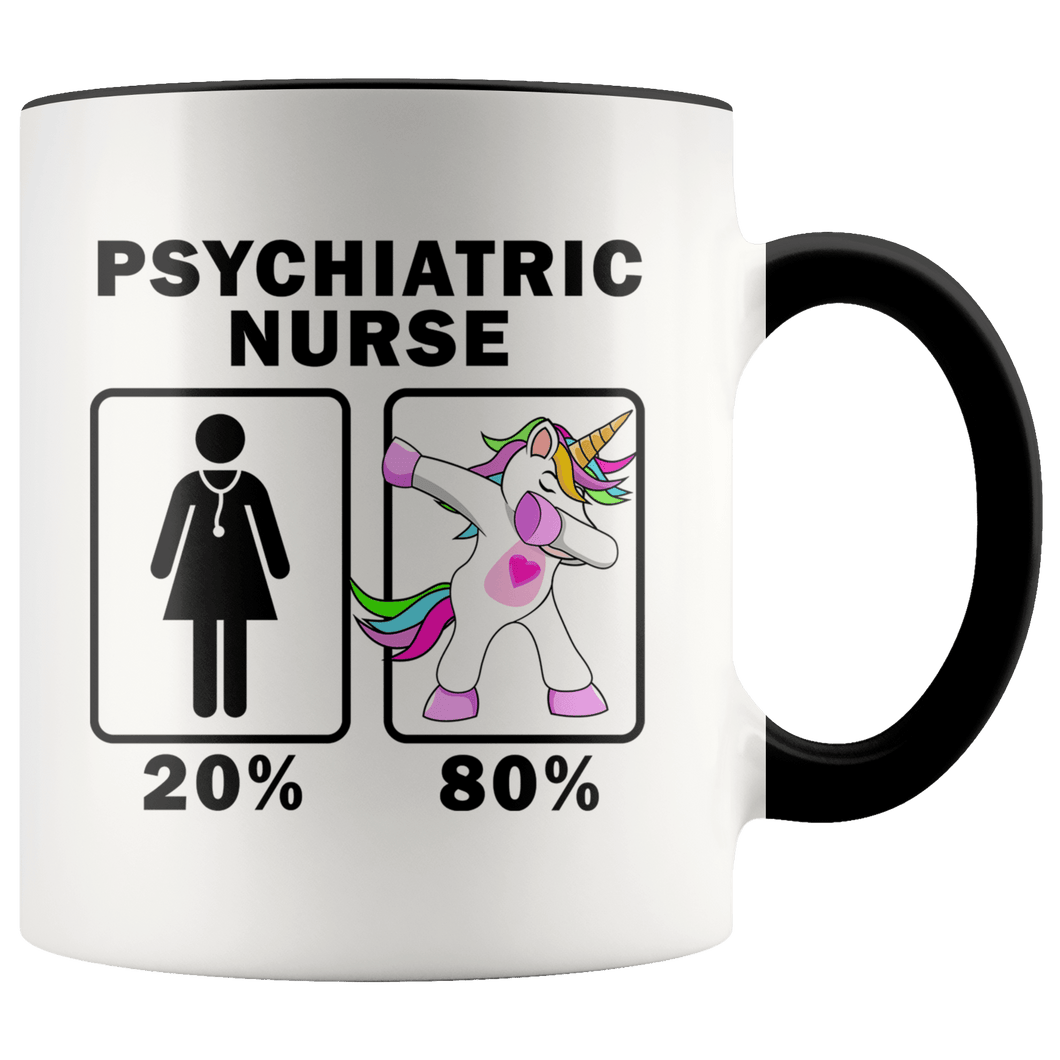 RobustCreative-Psychiatric Nurse Dabbing Unicorn 20 80 Principle Superhero Girl Womens - 11oz Accent Mug Medical Personnel Gift Idea